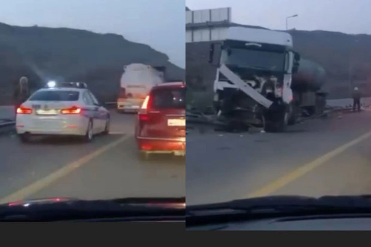 В Азербайджане фура попала в ДТП - ВИДЕО